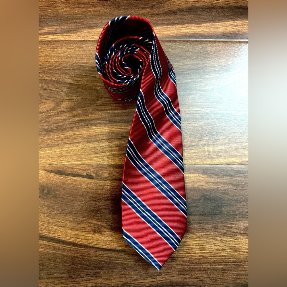 BROOKS BROTHERS “346” All Silk Stripes on Red Repp Tie Made in USA